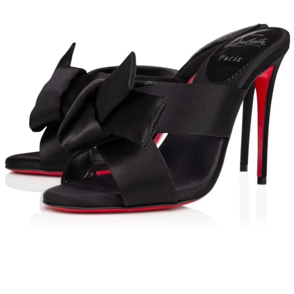 CHRISTIAN LOUBOUTIN MATRICIA 100 BOW
CREPE SATIN SANDALS Sz 5.5